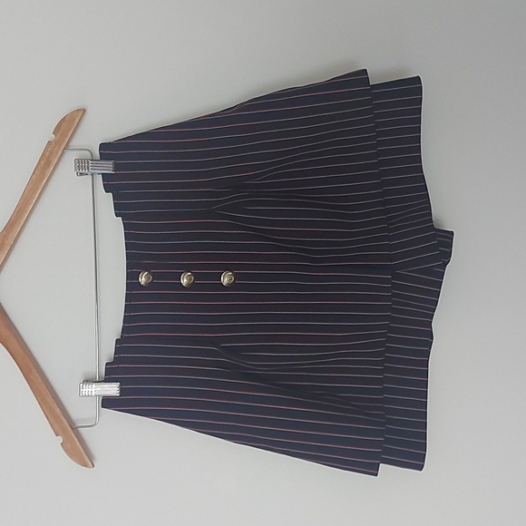 Maje Nautical/Military Skort Navy/Red/White Stripe with Gold Buttons Size 38/2 - Picture 1 of 9